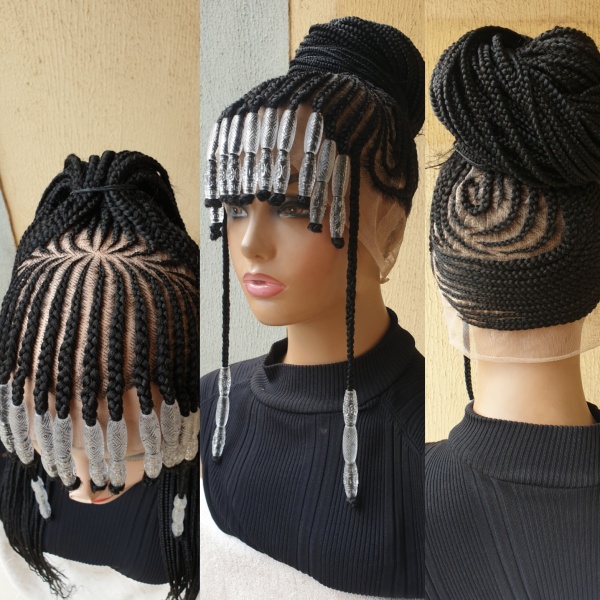 Full lace updo cornrow feedin braids 40 inches