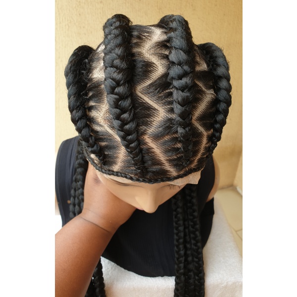 40 inches Simply Back Stitch braids Full lace cornrow wig