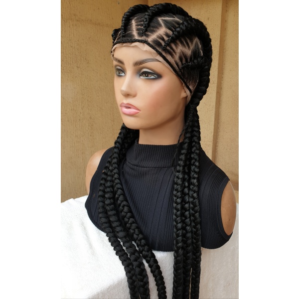 40 inches Simply Back Stitch braids Full lace cornrow wig