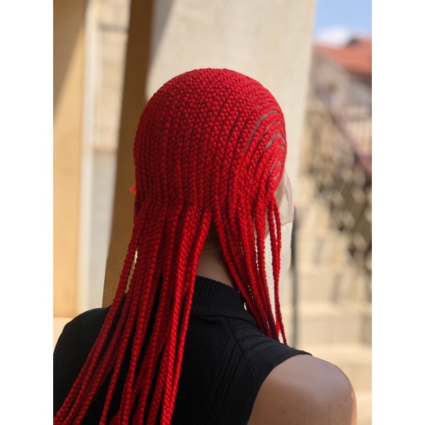 40 inches Red Simply Back Cornrow on full lace wig