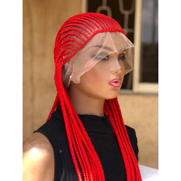 40 inches Red Simply Back Cornrow on full lace wig