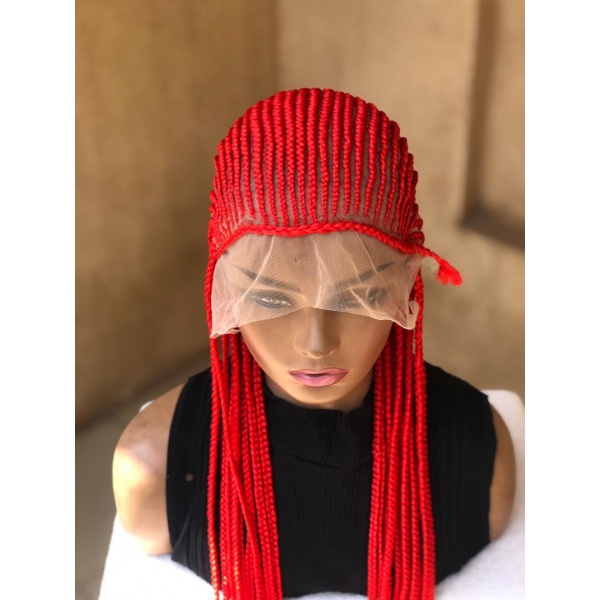 40 inches Red Simply Back Cornrow on full lace wig