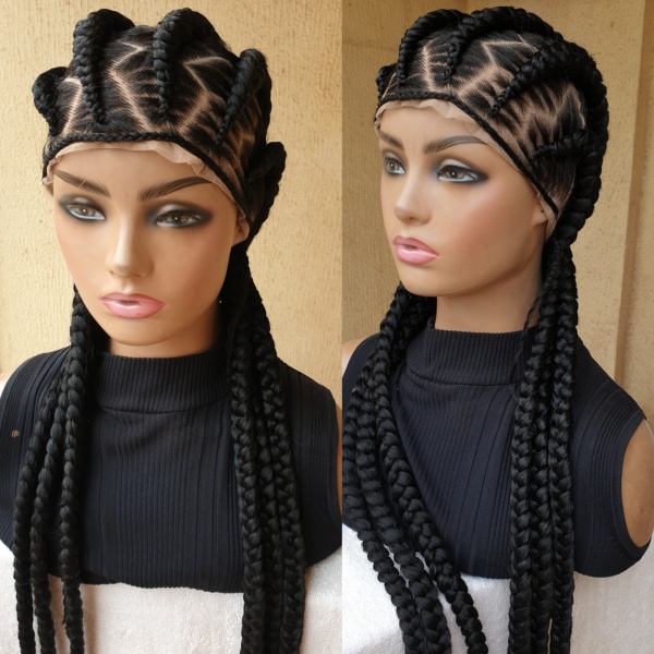 40 inches Simply Back Stitch braids Full lace cornrow wig