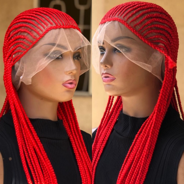 40 inches Red Simply Back Cornrow on full lace wig