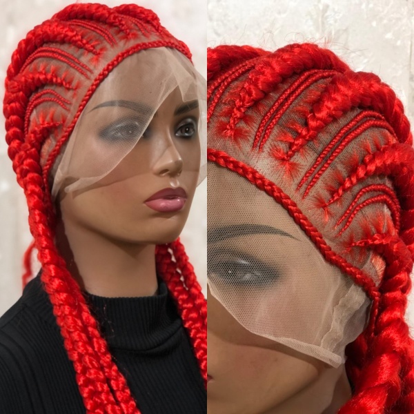 40 inches Red Simply Big and Small Back Cornrow on full lace wig