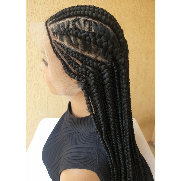 40 inches half updo feedin cornrows frontal wig