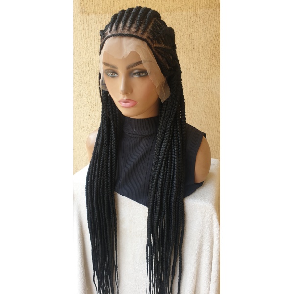 40 inches half updo feedin cornrows frontal wig