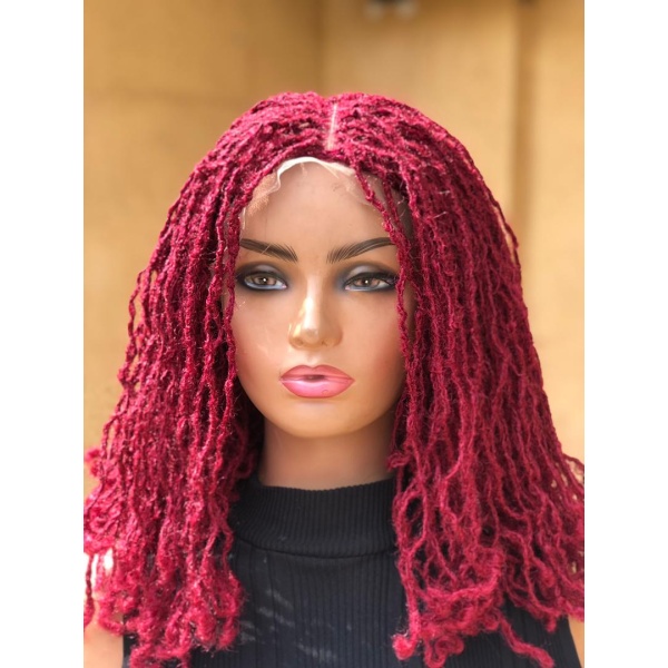 Braided Synthetic Burgundy Sisterlocs Wig