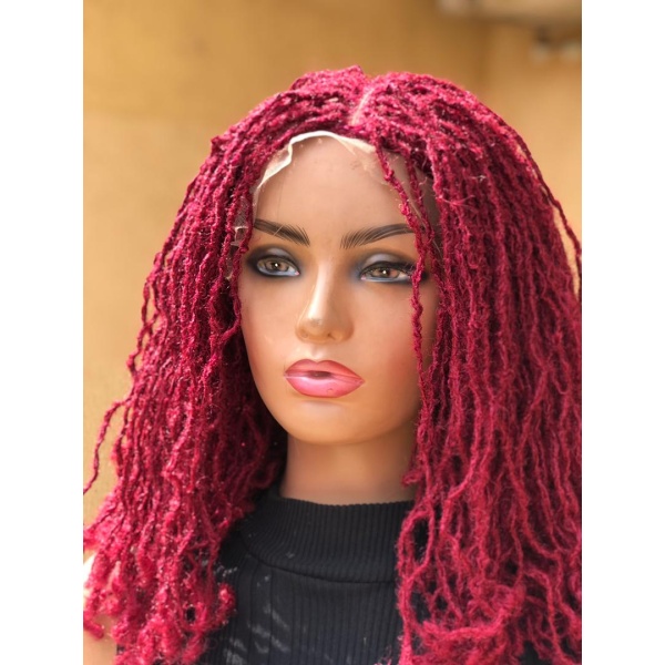 Braided Synthetic Burgundy Sisterlocs Wig