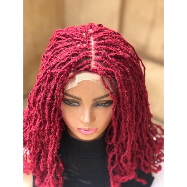 Braided Synthetic Burgundy Sisterlocs Wig