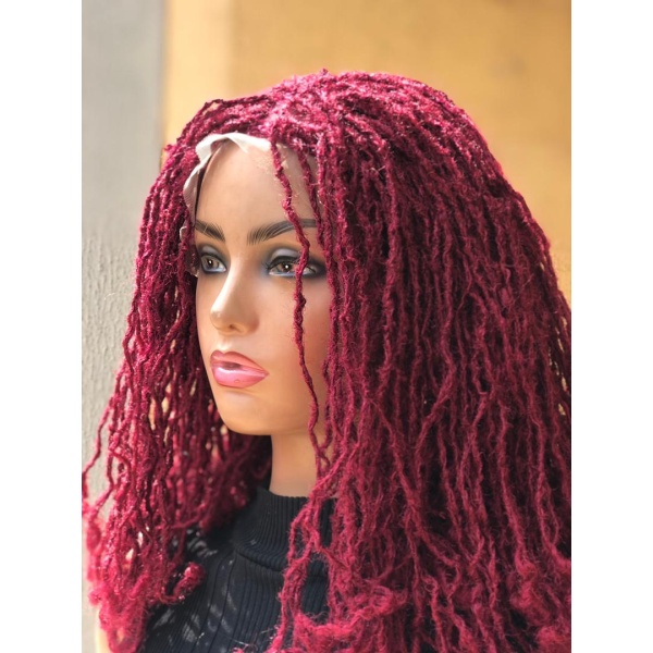 Braided Synthetic Burgundy Sisterlocs Wig