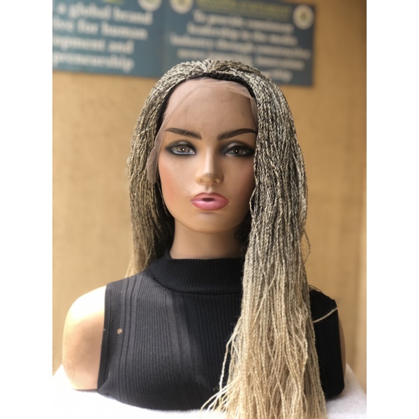 Braided Wig 613 Platinum blonde Curly Ends