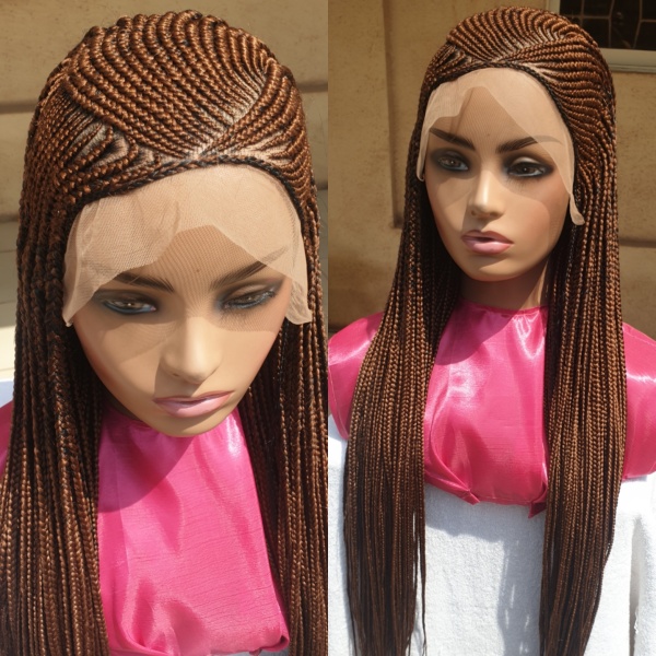 32 inches Light Aurburn Half Simply Back Cornrow With Box Braids