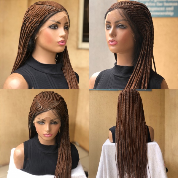 32 inches Light Aurburn Half Simply Back Cornrow With Box Braids