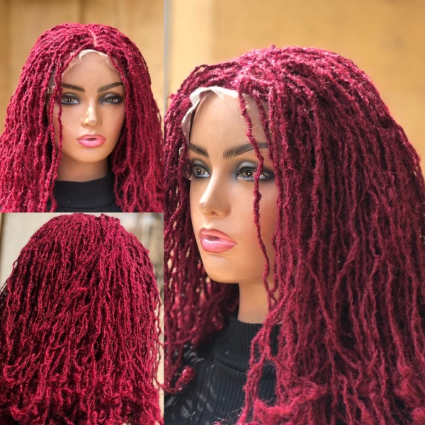 Braided Synthetic Burgundy Sisterlocs Wig