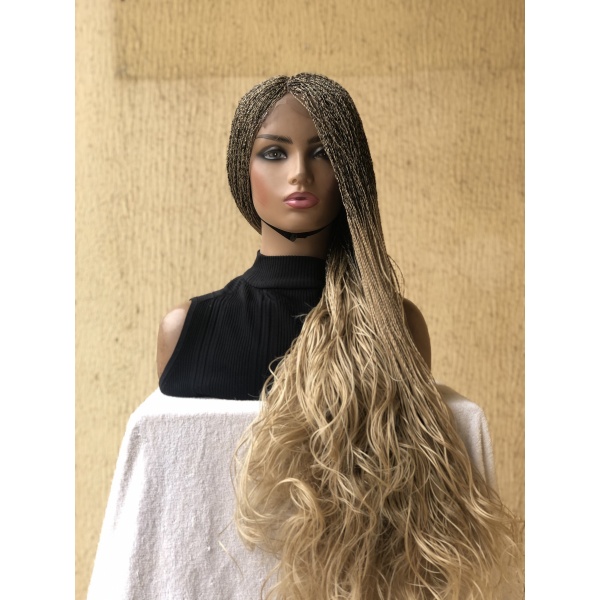 Braided Wig 613 Platinum blonde Curly Ends