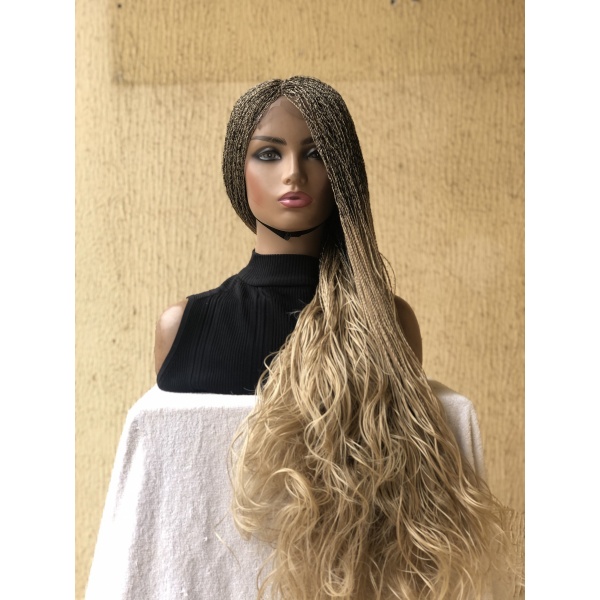 Braided Wig 613 Platinum blonde Curly Ends