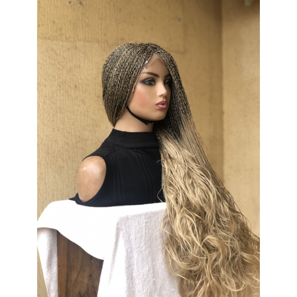 Braided Wig 613 Platinum blonde Curly Ends