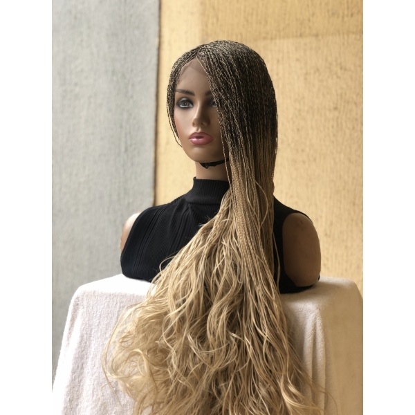 Braided Wig 613 Platinum blonde Curly Ends