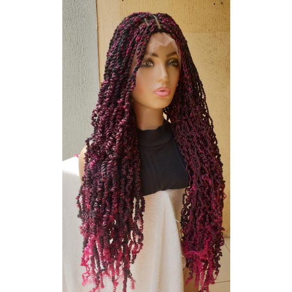 Braided Synthetic Spring Twist,lace wig,Glueless Wig 36 inches