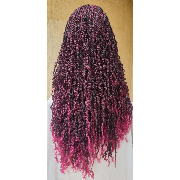 Braided Synthetic Spring Twist,lace wig,Glueless Wig 36 inches