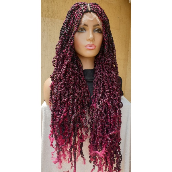 Braided Synthetic Spring Twist,lace wig,Glueless Wig 36 inches