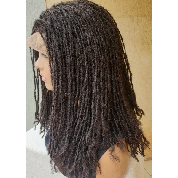 Human Hair Skinny Dread Locs, Sister locks Full Lace Wig,16inches