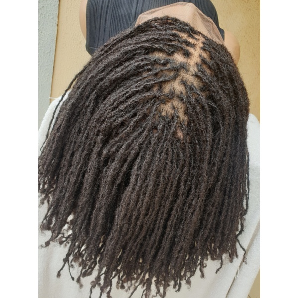 Human Hair Skinny Dread Locs, Sister locks Full Lace Wig,16inches