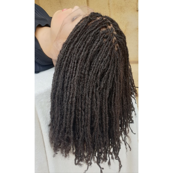 Human Hair Skinny Dread Locs, Sister locks Full Lace Wig,16inches