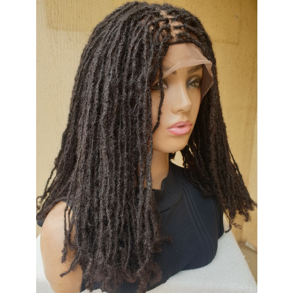 Human Hair Skinny Dread Locs, Sister locks Full Lace Wig,16inches