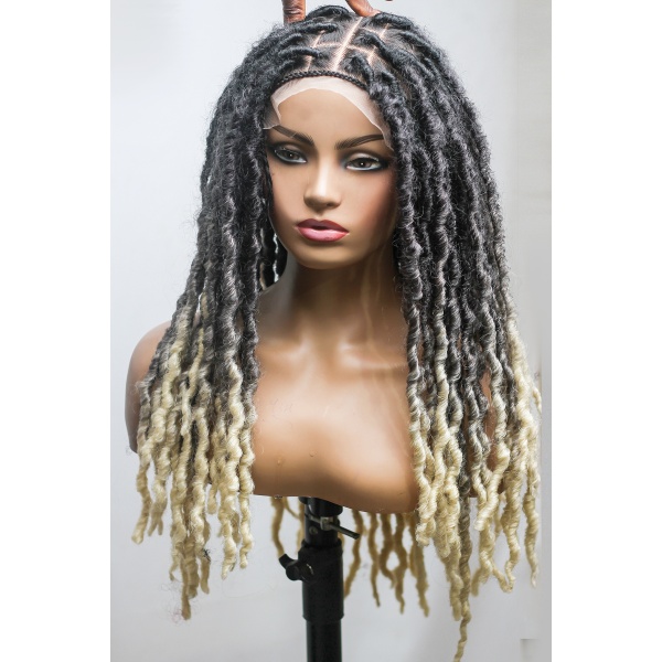 Braided Synthetic Mini Frontal Soft Locs,8x8 Closure Lace Wig, Glueless Wig