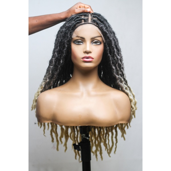 Braided Synthetic Mini Frontal Soft Locs,8x8 Closure Lace Wig, Glueless Wig