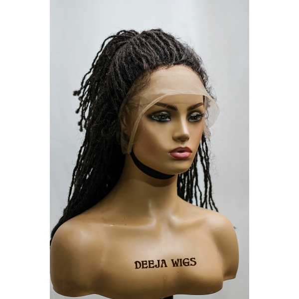 Human Hair Skinny Dread Locs, Sister locks Full Lace Wig,16inches