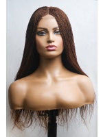 Light Auburn with Black Roots Micro Twist Lace Wig, Single Part Wig