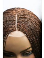 Light Auburn with Black Roots Micro Twist Lace Wig, Single Part Wig