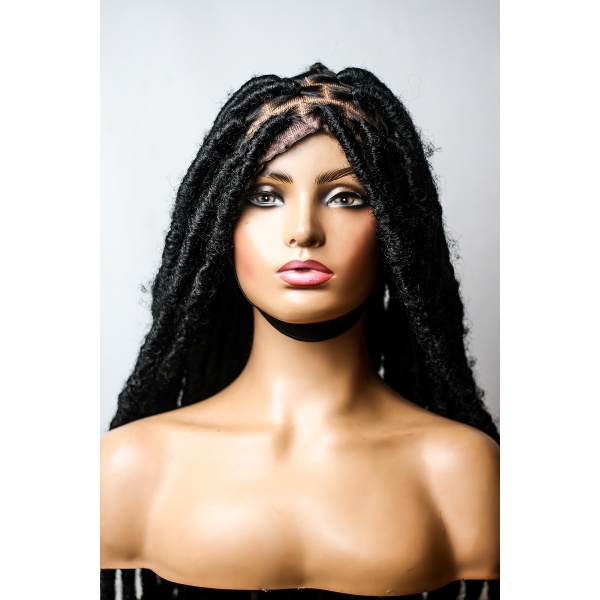 Black Destressed locs,Soft Dreadlocks,Faux Locs ,Full lace 30 inches