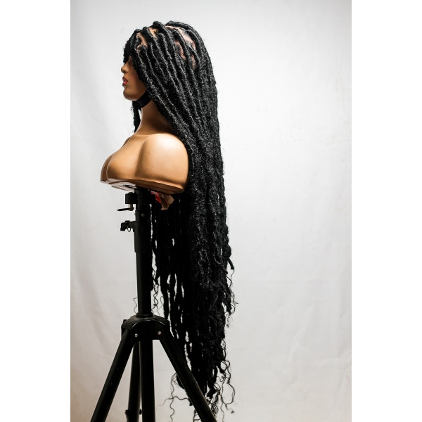 Black Destressed locs,Soft Dreadlocks,Faux Locs ,Full lace 30 inches