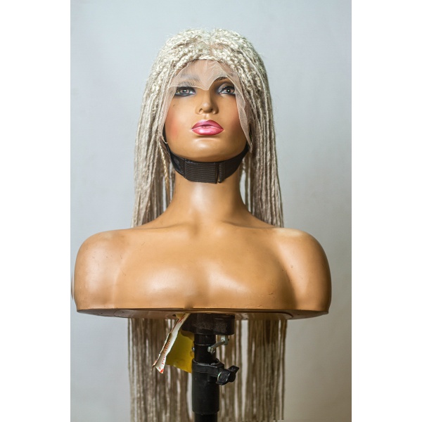 Platinum Blonde Synthetic Dreadlocks, Faux Locs , Full lace wig, 30 inches