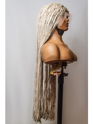 Platinum Blonde Synthetic Dreadlocks, Faux Locs , Full lace wig, 30 inches