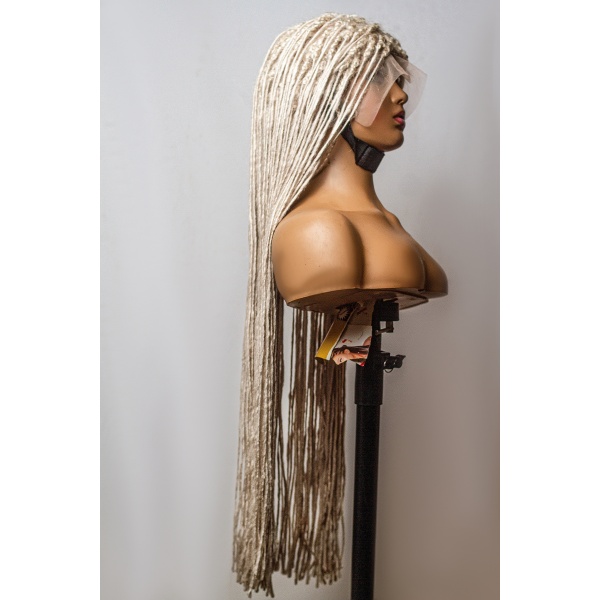 Platinum Blonde Synthetic Dreadlocks, Faux Locs , Full lace wig, 30 inches