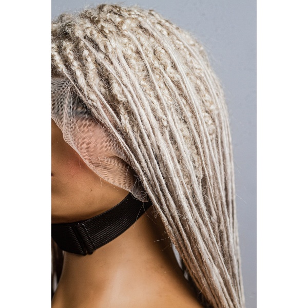 Platinum Blonde Synthetic Dreadlocks, Faux Locs , Full lace wig, 30 inches