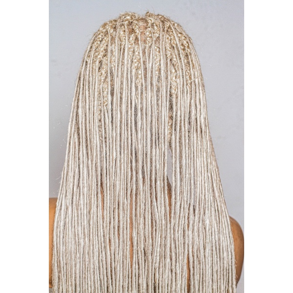 Platinum Blonde Synthetic Dreadlocks, Faux Locs , Full lace wig, 30 inches