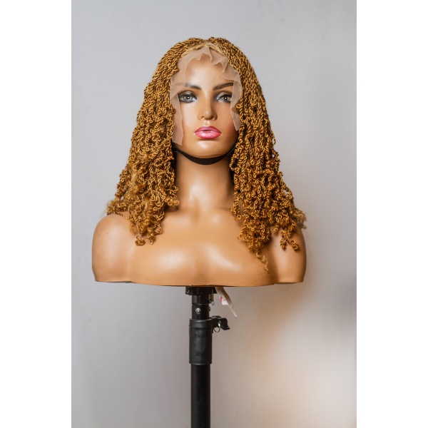 Honey Blonde Synthetic Spring Twist, lace wig, Glueless wig