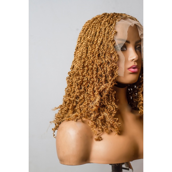 Honey Blonde Synthetic Spring Twist, lace wig, Glueless wig