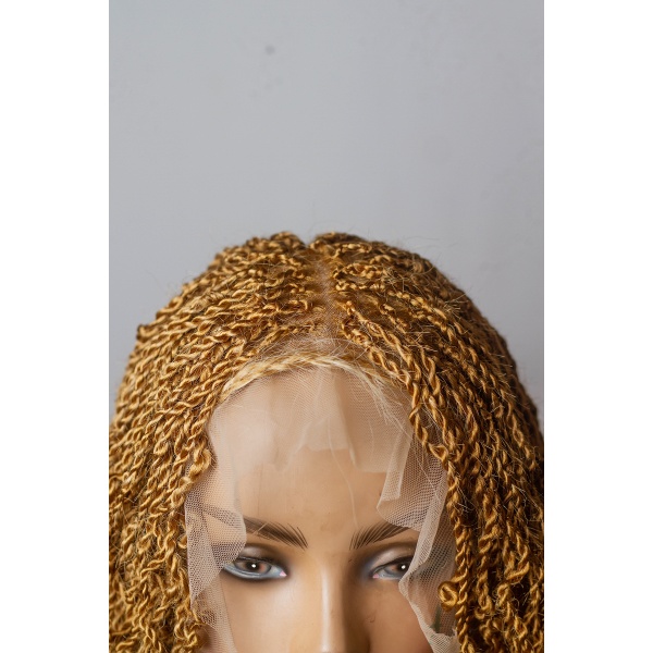 Honey Blonde Synthetic Spring Twist, lace wig, Glueless wig