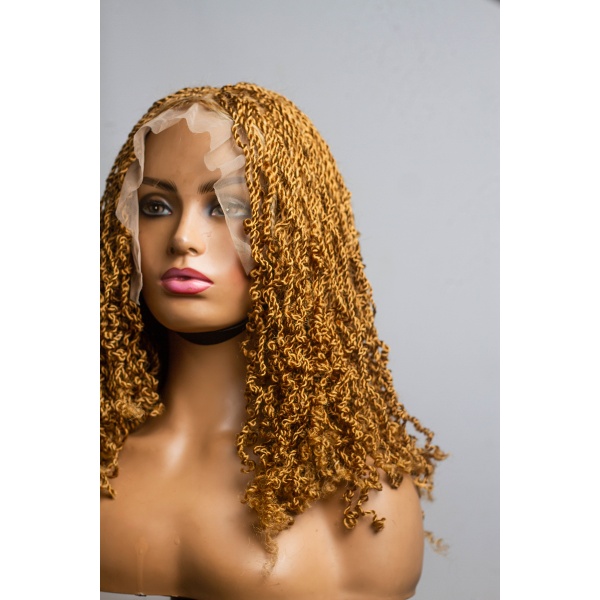 Honey Blonde Synthetic Spring Twist, lace wig, Glueless wig