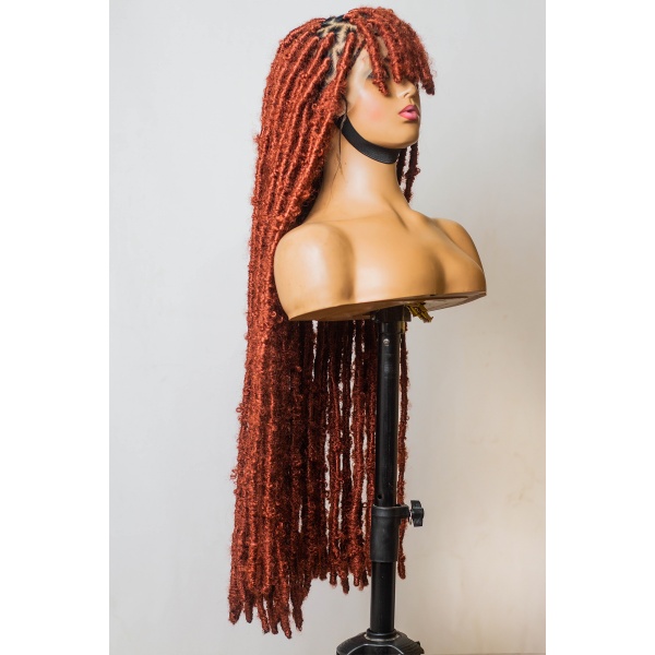 Ginger Butterfly locs with Fringe, Destressed locs