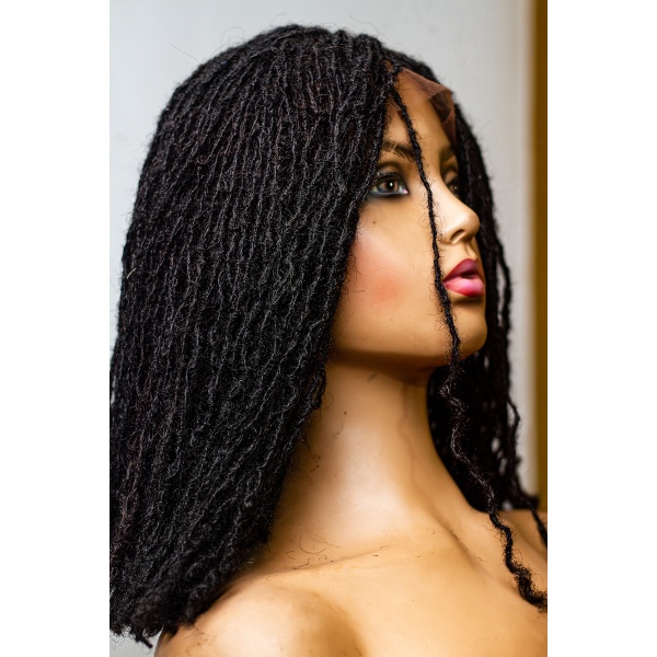 Braided Frontal Piece, 100 Percent Human Hair Sisterlocs, Skinny Dreadlocks