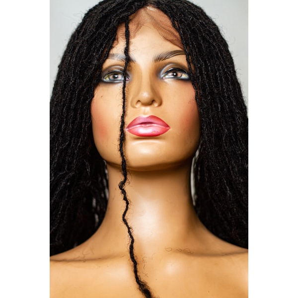 Braided Frontal Piece, 100 Percent Human Hair Sisterlocs, Skinny Dreadlocks