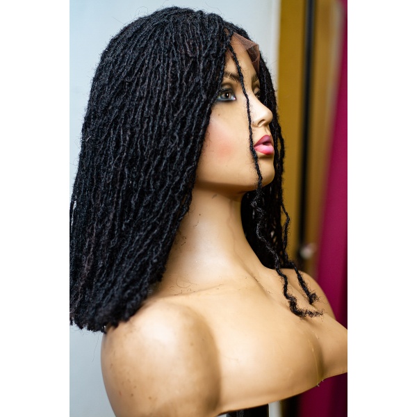 Braided Frontal Piece, 100 Percent Human Hair Sisterlocs, Skinny Dreadlocks